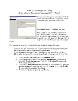 Kiểm tra Exchange 2007 bằng System Center Operations Manager 2007 – Phần 3