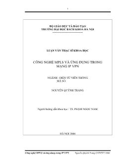 Luận văn Công nghệ MPLS và ứng dụng trong mạng IP VPN