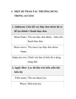 Một số thao tác thường dùng trong Access