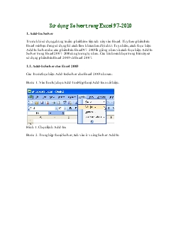 Sử dụng Solver trong Excel 97-2000