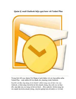 Thủ thuật Quản lý mail Outlook hiệu quả hơn với Xobni Plus