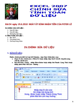 Tự học Excel 2007 - Chỉnh sửa dữ liệu