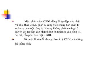 Bảo mật thông tin trong các hệ cơ sở dữ liệu