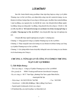 Chuyên đề Kế toán tiền lương và các khoản trích theo lương tại Công ty cổ phần Thương mại và Du lịch Hiro