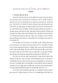 Luận văn Đầu tư trực tiếp của doanh nghiệp Việt Nam vào Cộng hòa dân chủ nhân dân Lào