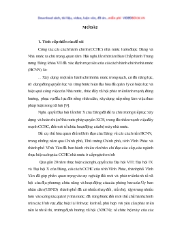 Luận văn Thành ủy Vĩnh Yên, tỉnh Vĩnh Phúc lãnh đạo cải cách hành chính nhà nước trong giai đoạn hiện nay