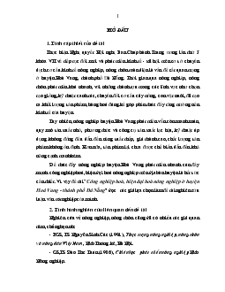Luận văn Công nghiệp hoá, hiện đại hoá nông nghiệp ở huyện Hoà Vang - Thành phố Đà Nẵng