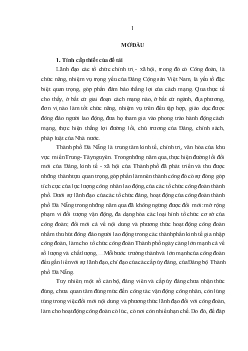 Luận văn Thành uỷ Đà Nẵng lãnh đạo liên đoàn lao động thành phố trong giai đoạn hiện nay