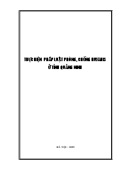 Luận văn Thực hiện pháp luật phòng, chống HIV/AIDS ở tỉnh Quảng Ninh