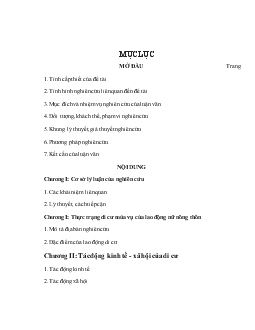 Đề tài Di cư mùa vụ của lao động nữ nông thôn - Thực trạng và những tác động (nghiên cứu trường hợp tại huyện Giao Thủy, huyện Xuân Trường, tỉnh Nam Định)