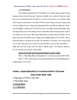 Đề tài Một số vấn đề chủ yếu về hoạt động đầu tư chúng khoán ở Việt Nam giai đoạn 2000-2006