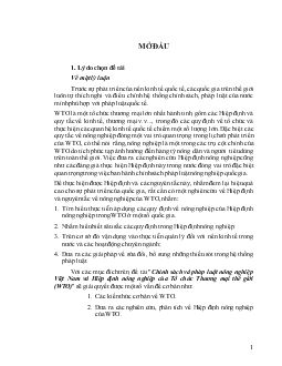 Luận văn Chính sách và pháp luật nông nghiệp Việt Nam và Hiệp định nông nghiệp của Tổ chức thương mại thế giới WTO