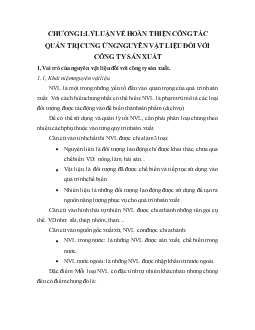 Đề tài Hoàn thiện công tác quản trị cung ứng nguyên vật liệu đối với công ty sản xuất