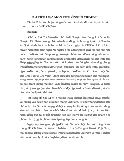 Tiểu luận Phân tích biện chứng mối quan hệ về vấn đề giai cấp và dân tộc trong tư tưởng của Hồ Chí Minh