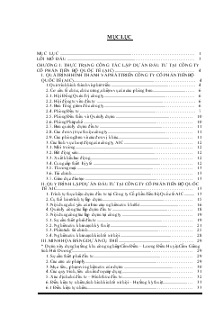 Chuyên đề Hoàn thiện công tác lập dự án đầu tư tại Công ty cổ phần Tiến bộ Quốc tế AIC