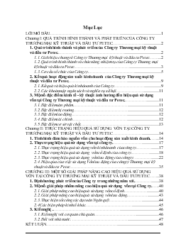 Chuyên đề Vốn và các giải pháp nâng cao hiệu quả sử dụng vốn ở Công ty Thương mại kỹ thuật và đầu tư Petec