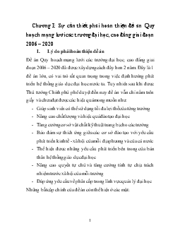 Đề án Hoàn thiện Quy hoạch đề án mạng lưới các trường đại học, cao đẳng trong cả nước giai đoạn 2006 – 2020