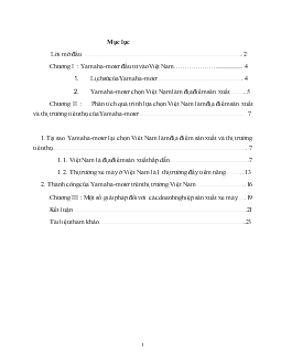 Đề án Sức hấp dẫn của Việt Nam và tiềm năng của thị trường xe máy trong nước đối với tập đoàn Yamaha-Motor