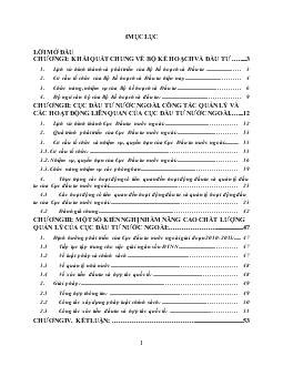 Đề tài Cục đầu tư nước ngoài công tác quản lý và các hoạt động liên quan của Cục đầu tư nước ngoài