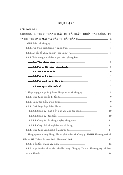 Đề tài Đầu tư phát triển tại công ty TNHH thương mại và đầu tư Hà Thành, thực trạng và giải pháp