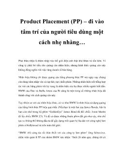 Bài viết Product Placement (PP) –đi vào tâm trí của người tiêu dùng một cách nhẹ nhàng…