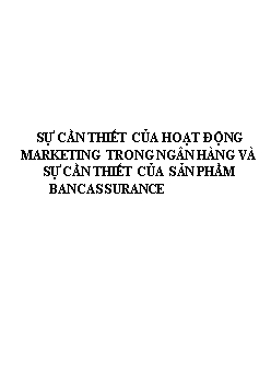 Đề tài Sự cần thiết của hoạt động marketing trong ngân hàng và sự cần thiết của sản phẩm bancassurance