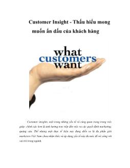 Customer Insight - Thấu hiểu mong muốn ẩn dấu của khách hàng