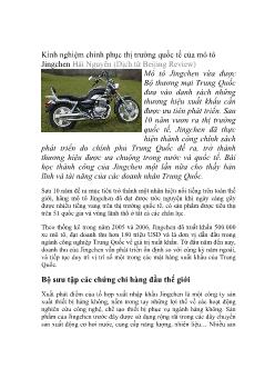 Kinh nghiệm chinh phục thị trường quốc tế của mô tô Jingchen