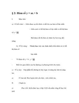 Bài giảng toán học -Hàm số y = ax + b
