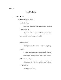 Bài giảng toán học -Tiết 32 parabol