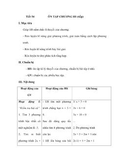 Bài giảng toán học -Tiết 54 ôn tập chương iii