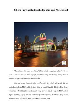 Chiến lược kinh doanh độc đáo của McDonald