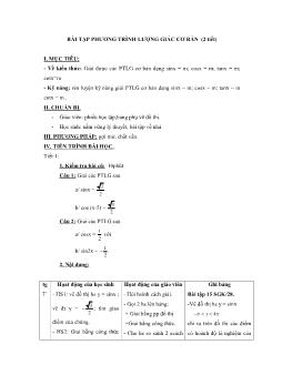Giáo án toán học- Bài tập phương trình lượng giác cơ bản
