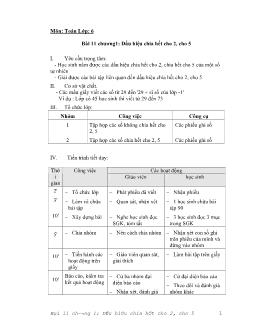 Giáo án toán học lớp 6: Bài 11 chương1: Dấu hiệu chia hết cho 2, cho 5