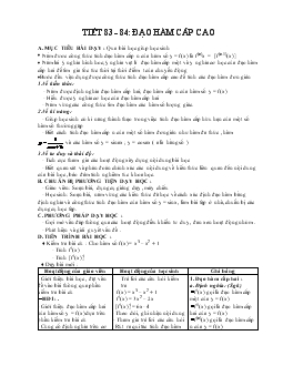 Giáo án toán học - Tiết 83 - 84: đạo hàm cấp cao