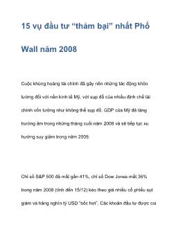 15 vụ đầu tư “thảm bại” nhất Phố Wall năm 2008