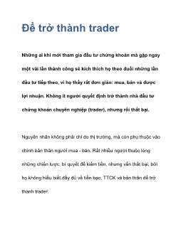 Bài viết Để trở thành trader