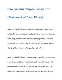 Báo cáo Lưu chuyển tiền tệ SCF (Statement of Cash Flows)