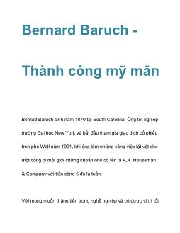 Bernard Baruch -Thành công mỹ mãn