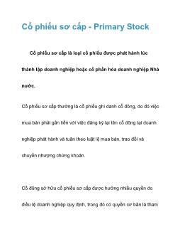 Cổ phiếu sơ cấp - Primary Stock