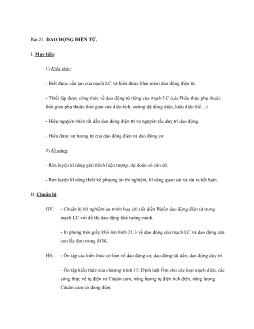 Giáo án vật lý - Bài 21. DAO ĐỘNG ĐIỆN TỪ