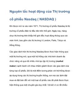 Nguyên tắc hoạt động của Thị trường cổ phiếu Nasdaq ( NASDAQ )