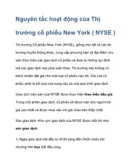 Nguyên tắc hoạt động của thị trường cổ phiếu New York ( Nyse )