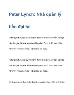 Peter Lynch: Nhà quản lý tiền đại tài