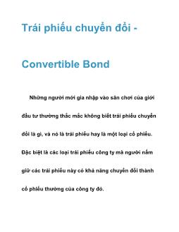 Trái phiếu chuyển đổi -Convertible Bond