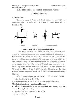 Bài 1: Thí nghiệm mạch kích thyristor và triac