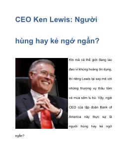 Bài viết CEO Ken Lewis: Người hùng hay kẻ ngớ ngẩn?