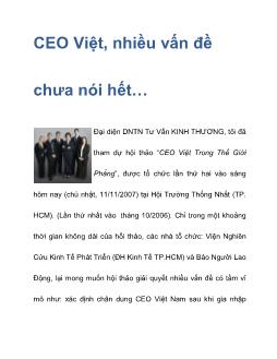 Bài viết CEO Việt, nhiều vấn đề chưa nói hết