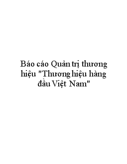 Báo cáo Quản trị thương hiệu Thương hiệu hàng đầu Việt Nam