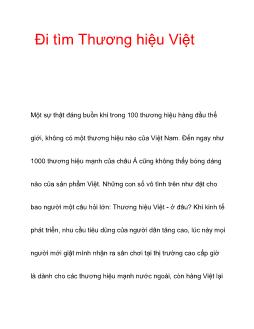 Đi tìm Thương hiệu Việt